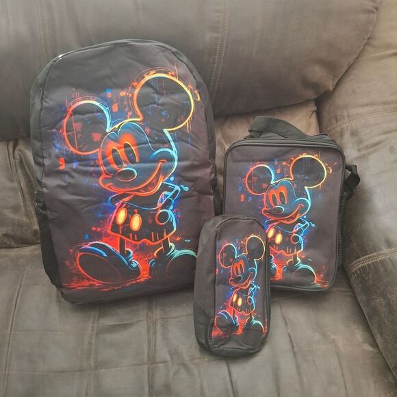 Mickey Mouse 3 Piece Backpack & Lunch Box Pencil Case Set School B… - Picture 4 of 7